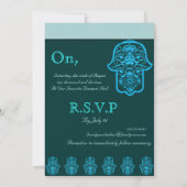 Floral Hamsa (blau) (Hochzeit) Einladung (Rückseite)