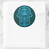Floral Hamsa (blau) Runder Aufkleber (Tasche)