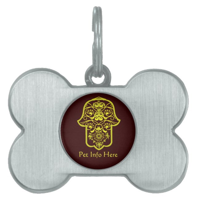 Floral Hamsa (gelb) Tiermarke (Vorderseite)