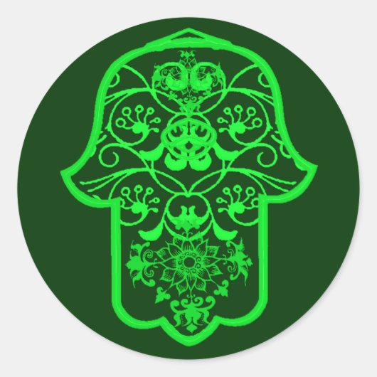 Floral Hamsa (grün) Runder Aufkleber (Vorderseite)