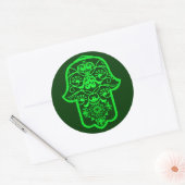 Floral Hamsa (grün) Runder Aufkleber (Umschlag)