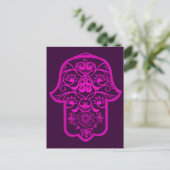 Floral Hamsa Pink Postkarte (Stehend Vorderseite)