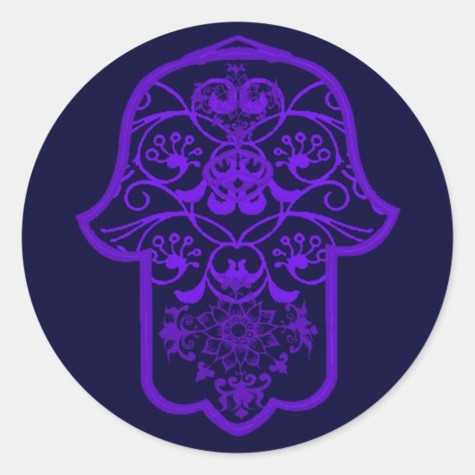 Floral Hamsa (Purple) Runder Aufkleber (Vorderseite)