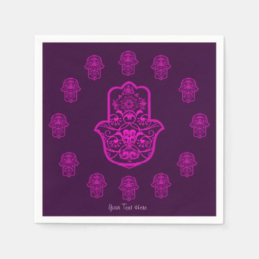 Floral Hamsa (rosa) Serviette (Vorderseite)