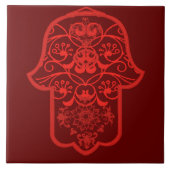 Floral Hamsa (rot) Fliese (Vorderseite)