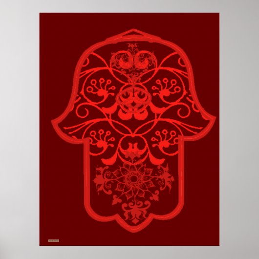 Floral Hamsa (rot) Poster (Vorne)