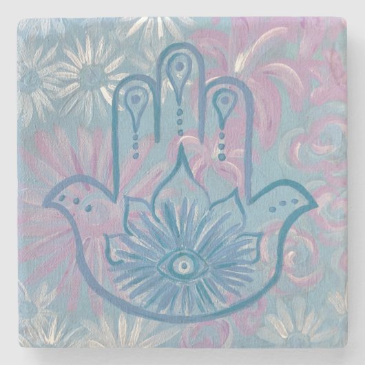 Floral Hamsa Stone Untersetzer (Vorderseite)