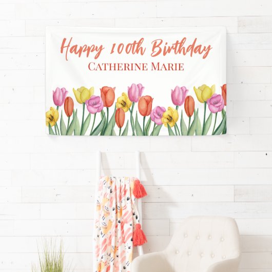 Floral Happy 100. Geburtstag Banner (Insitu)