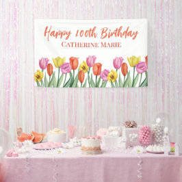 Floral Happy 100. Geburtstag Banner