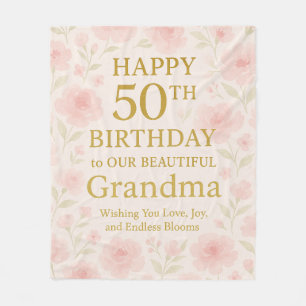 Floral Happy 50. Oma Geburtstag Fleece Blanket