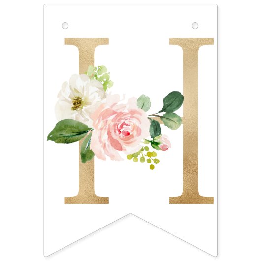 Floral Happy Birthday Bunting Fahnen, Banner (Zweite Fahne)