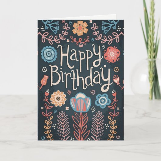 Floral Happy Birthday Card Karte (Vorderseite)