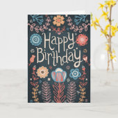 Floral Happy Birthday Card Karte (Gelbe Blume)