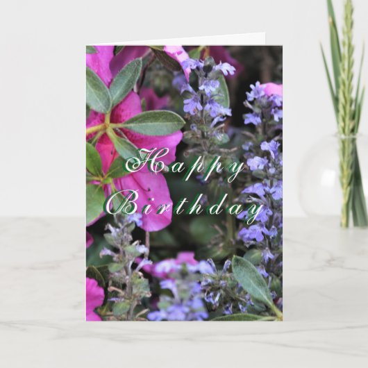 Floral "Happy Birthday" Customizable Card Karte (Vorderseite)