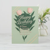 Floral Happy Birthday Grußkarte (Stehend Vorderseite)