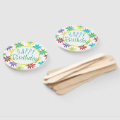 Floral Happy Birthday Hand Fans Fächer (Non-assembled)