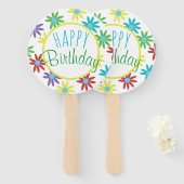 Floral Happy Birthday Hand Fans Fächer (Vorne und Hinten)