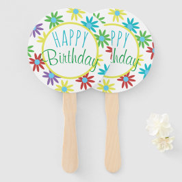 Floral Happy Birthday Hand Fans Fächer