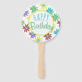 Floral Happy Birthday Hand Fans Fächer (Vorderseite)