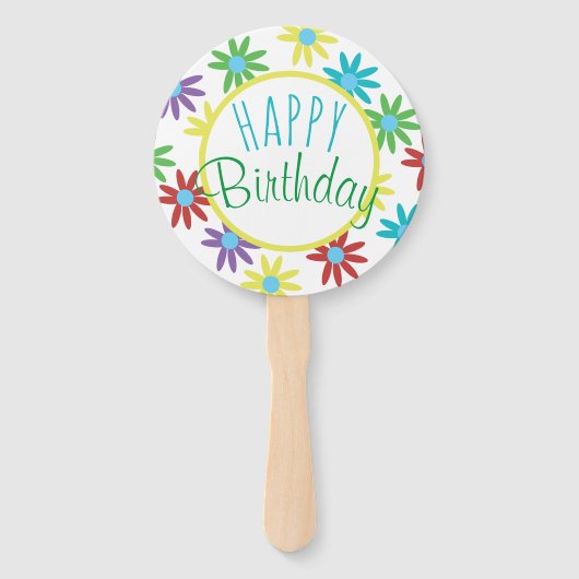 Floral Happy Birthday Hand Fans Fächer (Vorderseite)