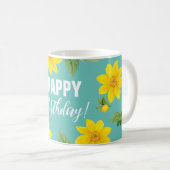 Floral Happy Birthday Kaffeetasse (VorderseiteRechts)