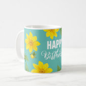 Floral Happy Birthday Kaffeetasse (Vorderseite Links)