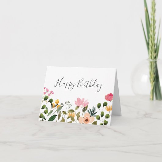 Floral Happy Birthday Karte (Vorderseite)