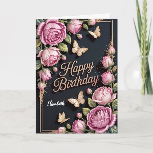 Floral Happy Birthday Karte (Vorderseite)