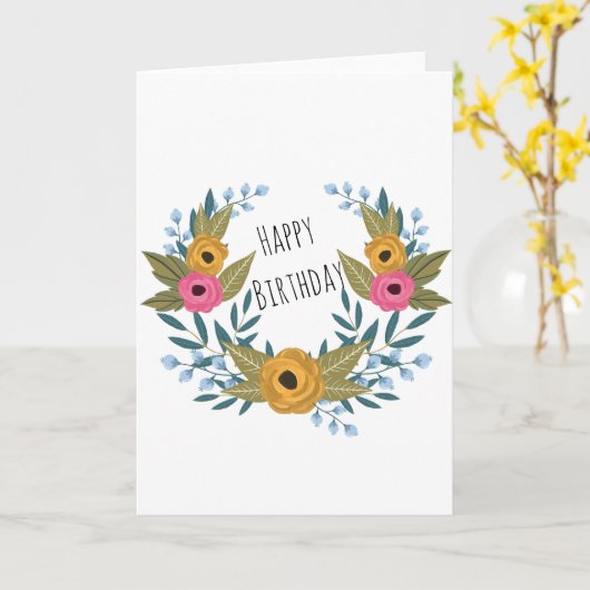 Floral Happy Birthday Karte (Gelbe Blume)