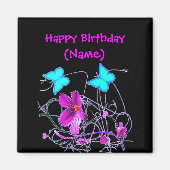 Floral Happy Birthday Magnet (Vorne)