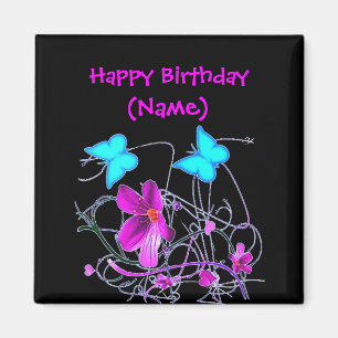 Floral Happy Birthday Magnet