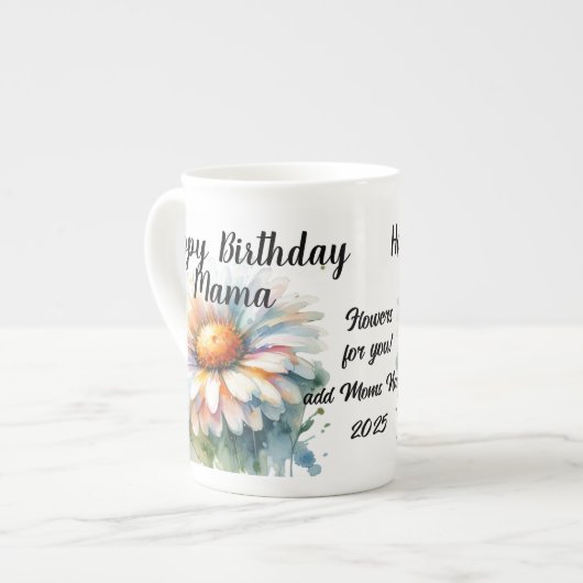 Floral Happy Birthday Mama Personalize Porzellantasse (Vorderseite Links)