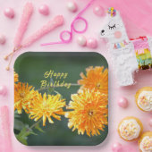 Floral "Happy Birthday" Orange Zennia Pappteller (Party)