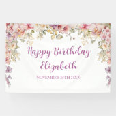 Floral Happy Birthday orchids backdrop banner (Horizontal)