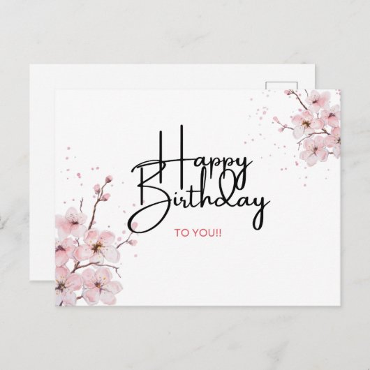Floral Happy Birthday Postkarte (Vorne/Hinten)