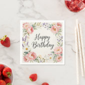 Floral Happy Birthday Serviette | Frühlingsfeier (Beispiel)