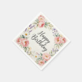Floral Happy Birthday Serviette | Frühlingsfeier (Ecke)