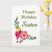 Floral Happy Birthday Sister Card Karte (Gelbe Blume)