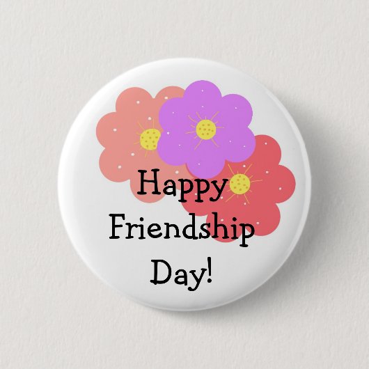 Floral Happy Friendship Day Button (Vorderseite)