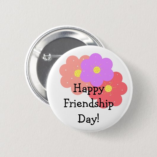 Floral Happy Friendship Day Button (Vorne & Hinten)