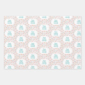Floral Happy Geburtstag mit Namen Geschenkpapier Set (Vorderseite)