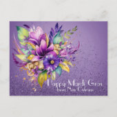 Floral Happy Mardi Gras aus New Orleans Postkarte (Vorderseite)