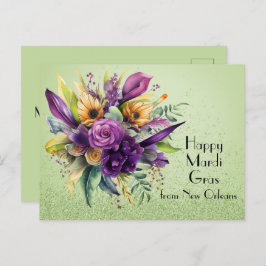 Floral Happy Mardi Gras aus New Orleans Postkarte