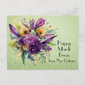 Floral Happy Mardi Gras aus New Orleans Postkarte (Vorderseite)