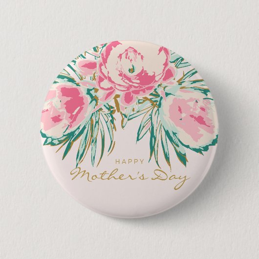 Floral Happy Mother Day Button (Vorderseite)