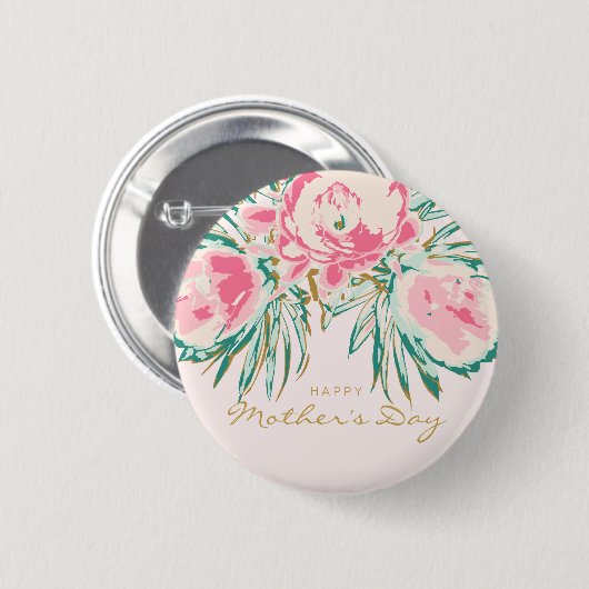 Floral Happy Mother Day Button (Vorne & Hinten)