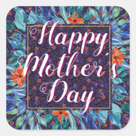 Floral Happy Mutter Tag Elegant Boho Chic Custom Quadratischer Aufkleber