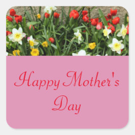 FLORAL HAPPY MUTTER'S DAY QUADRATISCHER AUFKLEBER