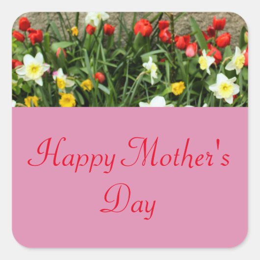 FLORAL HAPPY MUTTER'S DAY QUADRATISCHER AUFKLEBER (Vorderseite)