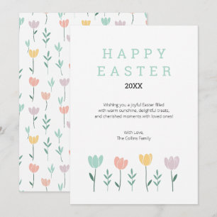 Floral Happy Oaster Niedlich Moderne Grüne Tulip B Feiertagskarte
